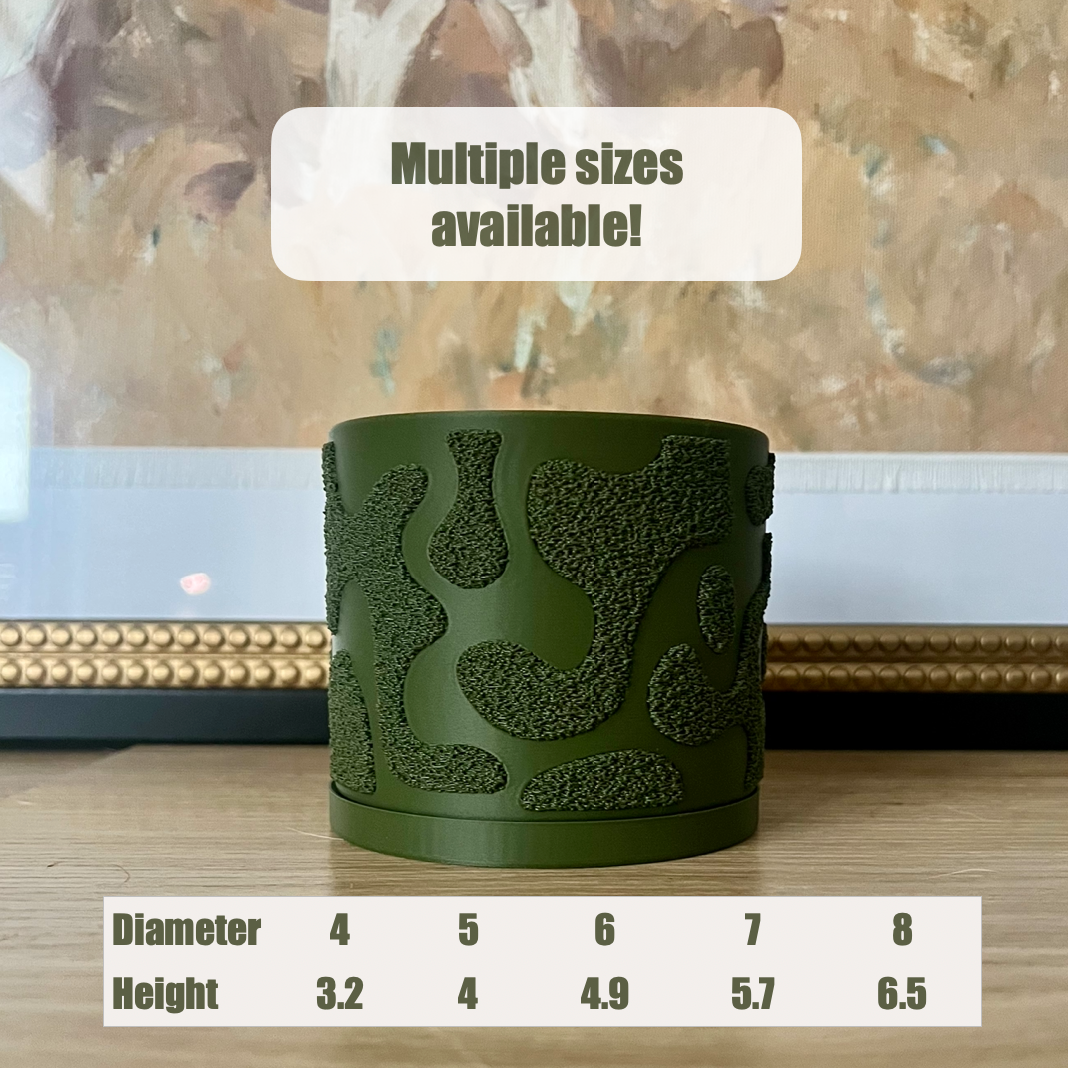 MOSS Plant Pot, Textured 3D-printed Plant Pot with Drip Tray