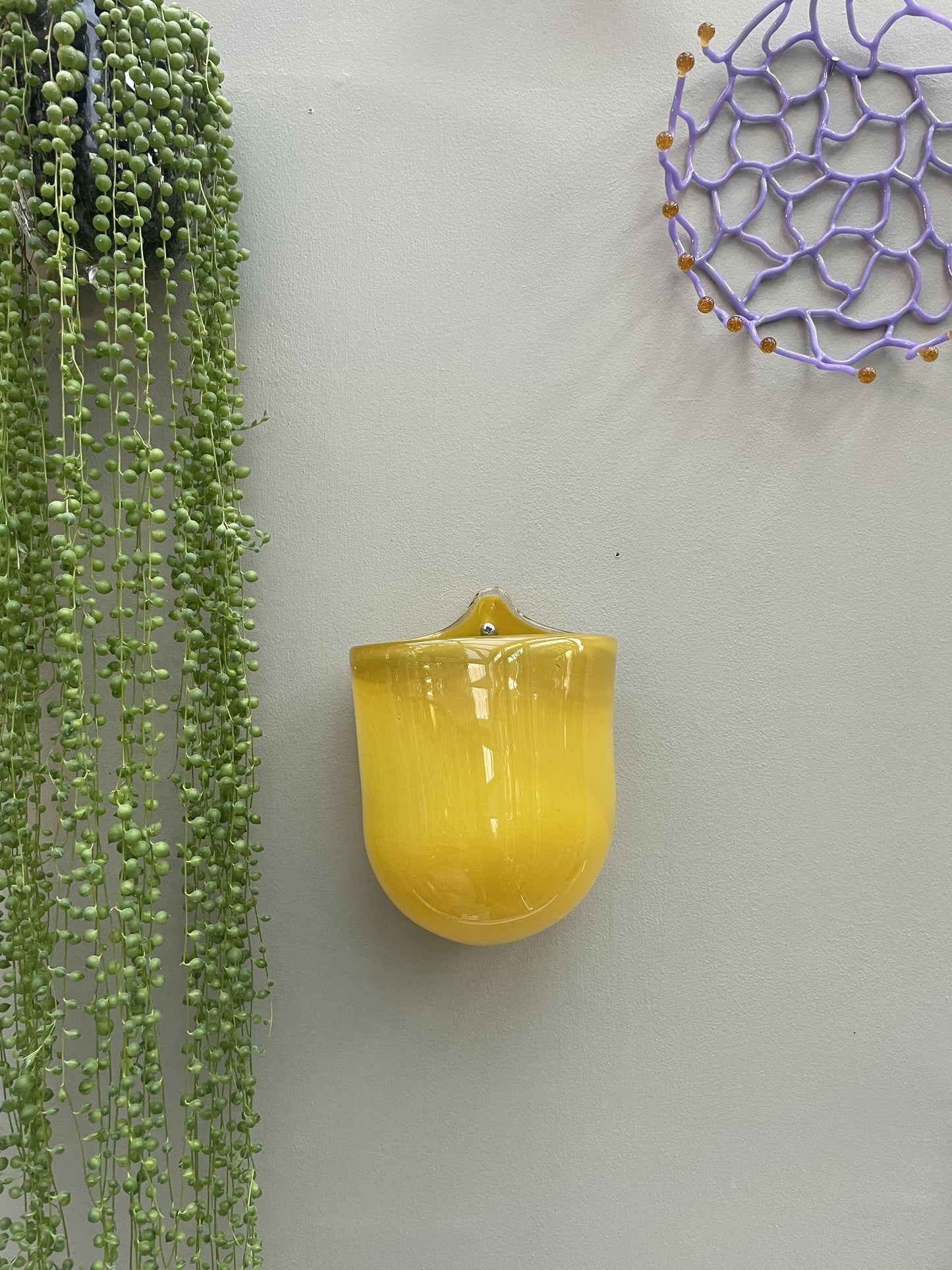 Glass Wall Plant Pouch in Mustard Yellow