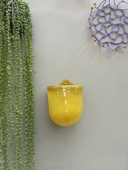 Glass Wall Plant Pouch in Mustard Yellow